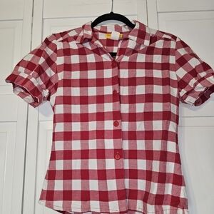 Bernie Dexter Red and White Checkered Top